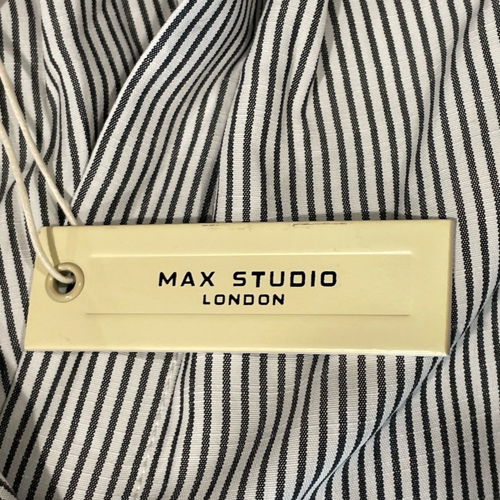 Max Studio NWT blouse, cuffed short sleeves, drk navy/white stripes, XL - Picture 7 of 10